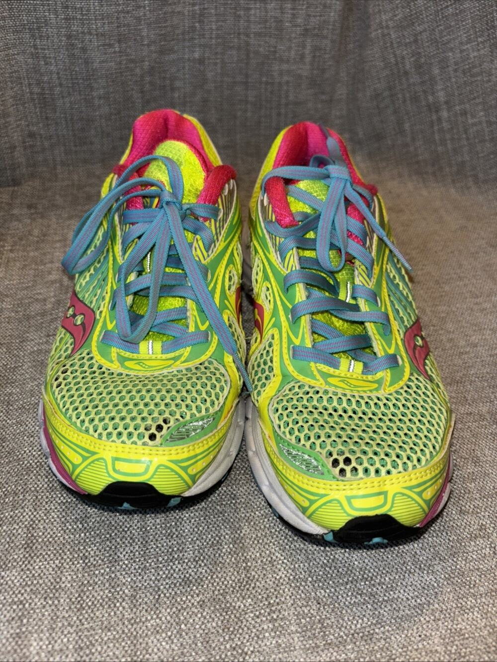 Saucony Women's Size 7.5 Ride 6 Grid Running Shoe Neon Yellow Pink 10200-3
